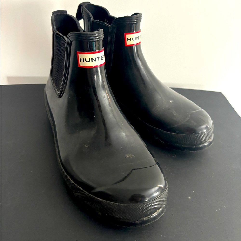 Hunter Black Gloss Original Mini or Short Chelsea Rain Boot